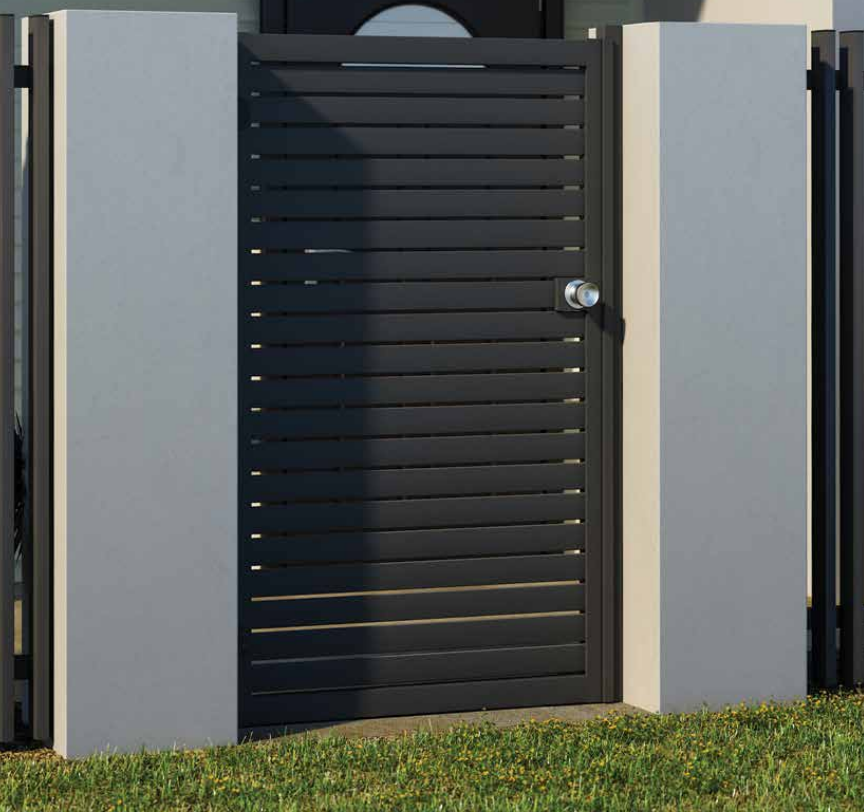 slat gate with aluminium slats 