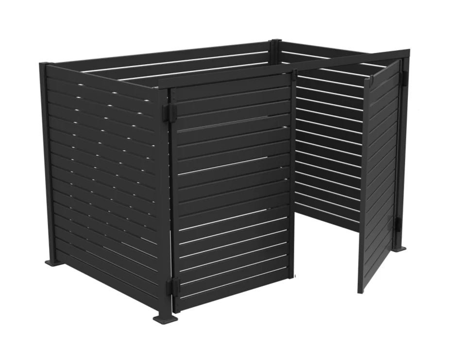 Bin Enclosure | Self Close Doors | Aluminium Slats | Open Top
