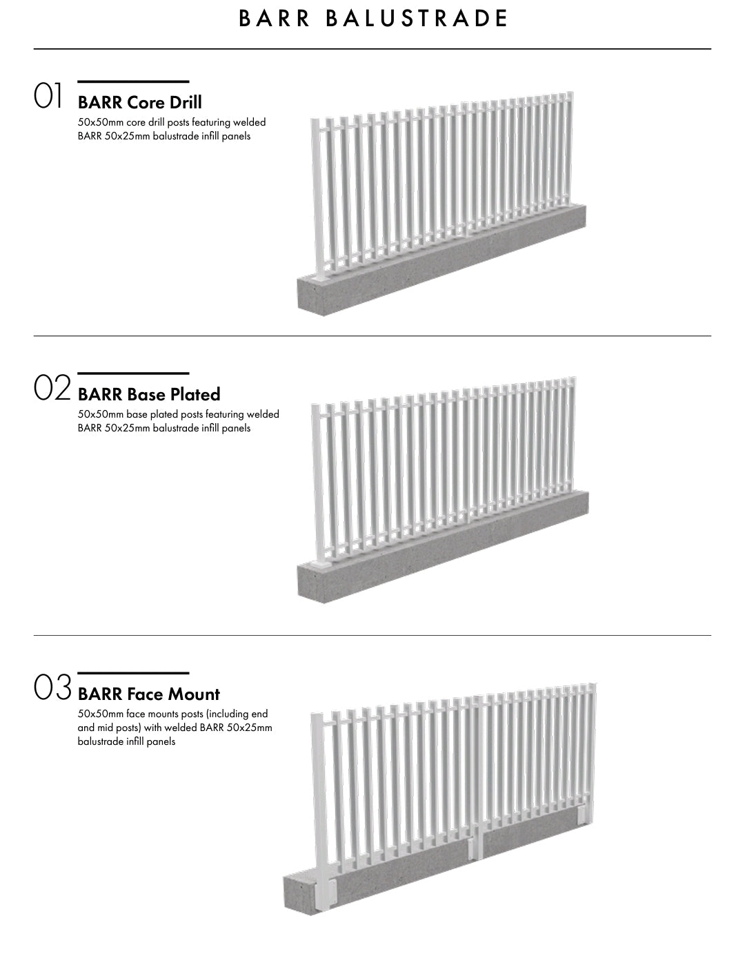 BARR Aluminium Balustrade (price per metre - complete kit)