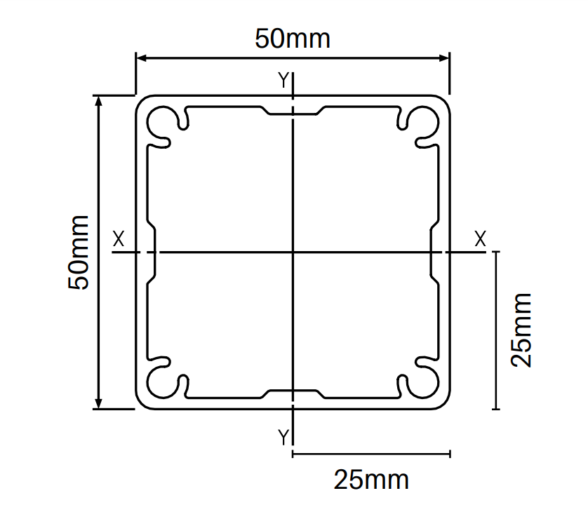 50x50mm Aluminium HD Post | 2400mm, 5800mm 6000mm